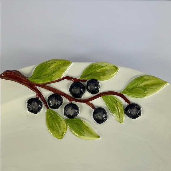 San Marco Nove Italy Majolica Fruit Blueberry Salad Plate Oval Appetizer - Picture 2 of 6